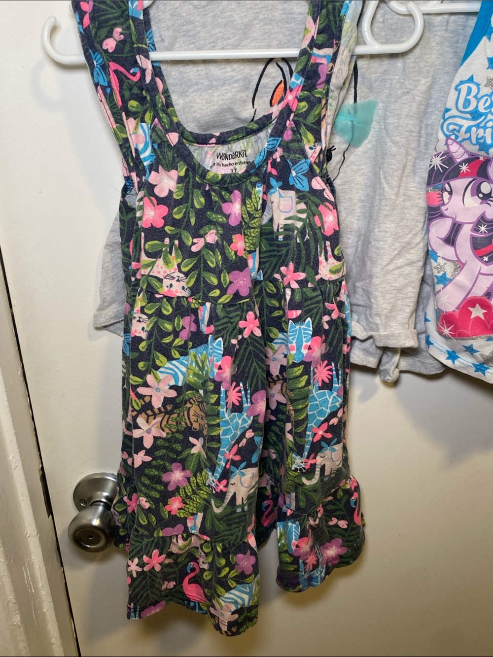 2T-3T Little Pony Pajama top, floral dress, blue jacket, dog grey top - Picture 2 of 6